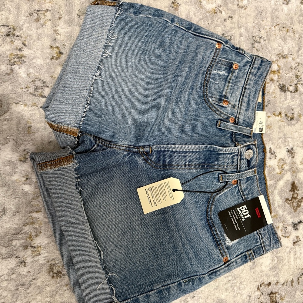 Levi's Light Blue Denim Cropped Cutoff Shorts